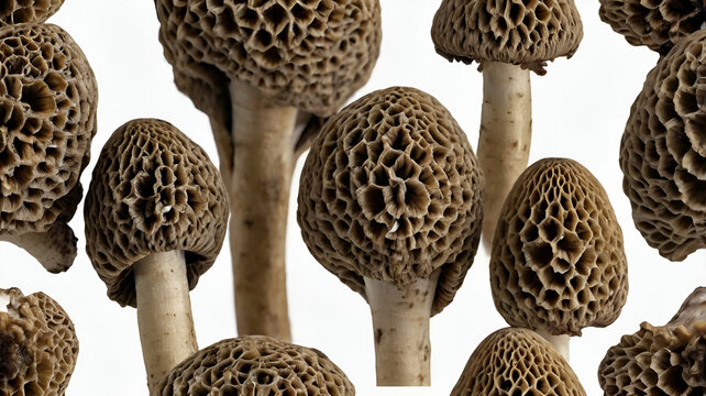 Morel mushrooms isolated on white