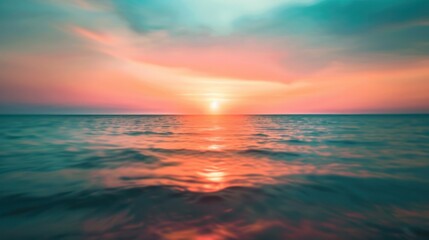Obraz premium Sunset over the sea, Abstract blur light on sea and ocean, clear water close up colorful background.