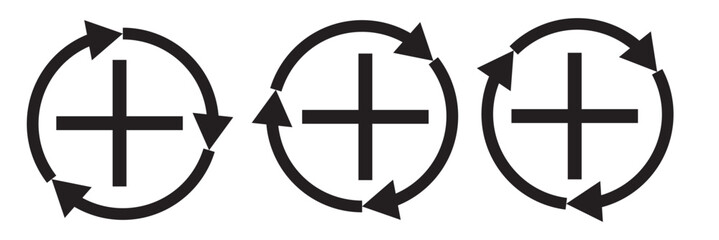 Health care and medical icon sign. Heal, recover, health, healthcare symbol. Health recovery flat vector icons.