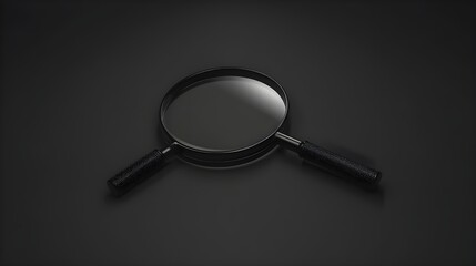 Black Magnifying Glass on a Black Background