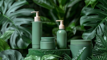 Organic Skincare Products on Green Foliage
