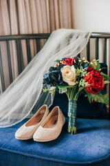 wedding shoes and flowers