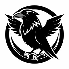 black and white crow head illustration