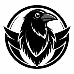 black and white crow head illustration