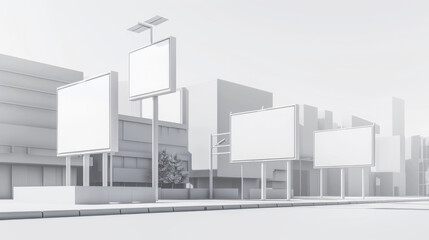 Fototapeta premium Blank billboards in a white city.
