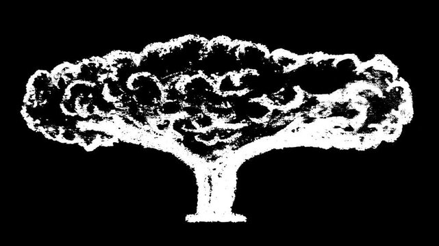 White wiggly hand drawn texture tree icon animation 3