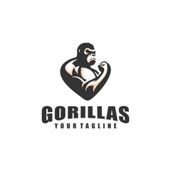 gorilla fitness cartoon logo, gym logo modern, masculine
