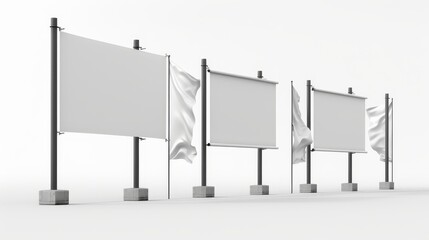 Obraz premium Blank Banner Mockup on White Background.