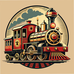 steam illustration train locomotive vector