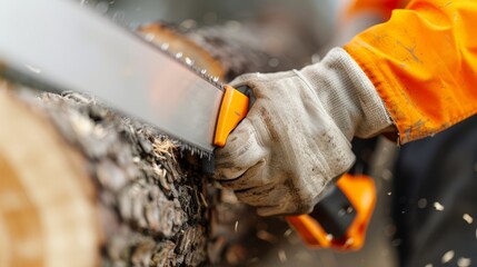 Safe tool usage in tree cutting with emphasis on risk management and health and safety practices, focus cover all object