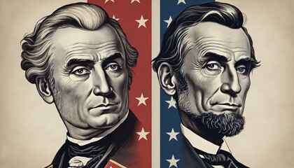 American democracy illustrated: Patriotic portraits of George Washington and Abraham Lincoln for Presidents' Day celebration