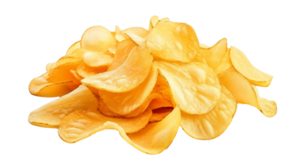 Delicious potato chips white teeth transparent background.