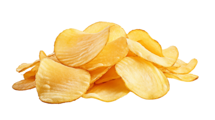 Delicious potato chips white teeth transparent background.