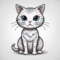 Hand-drawn retro charcoal icon of a whimsical cat character in a graphic artistic style with a grunge touch