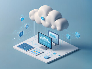 Cloud Computing Technology Concept, Data Storage and Management, Digital Transformation, Cloud Infrastructure, Modern IT Solutions, Remote Work Tools, Business Digitalization, Online Collaboration