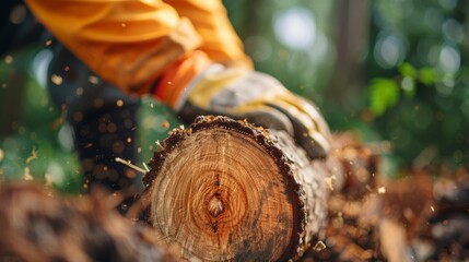 Tree cutting during forestry management with agronomy techniques and reforestation efforts, focus cover all object