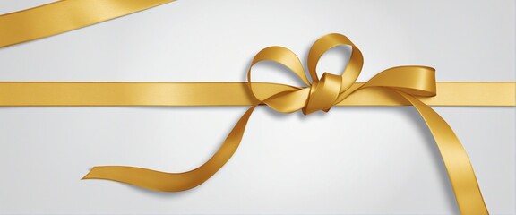 Silky gold ribbon flying in the wind, isolated on a white background