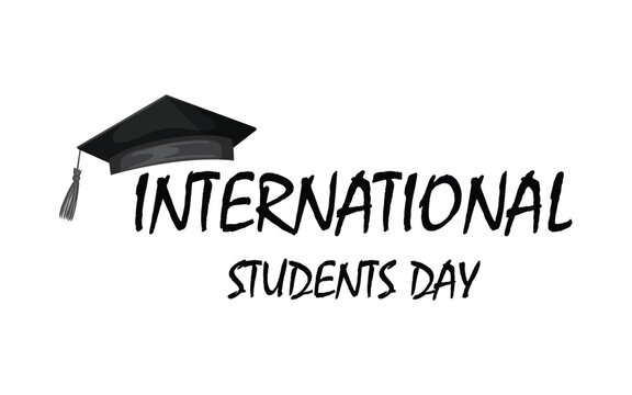 International student day lettering with happy student vector illustration.