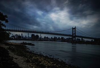 Bridge over East River at NYC- USA at sunset