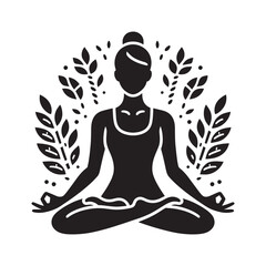 Yoga meditation silhouette vector illustration on white background