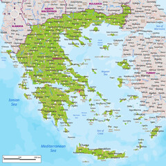 Obraz premium Detailed political map of Greece