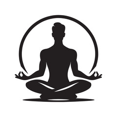 Yoga meditation silhouette vector illustration on white background