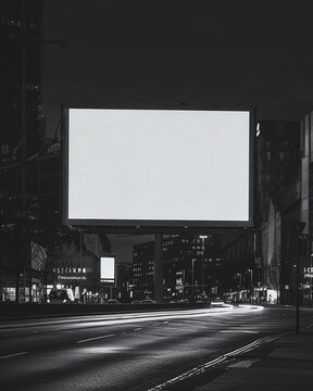 Fototapeta very sharp photo of an big advertising sign, in black and white style, placed in the middle of the picture