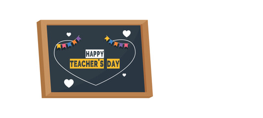 happy teachers day vector illustration with school equipment for poster, brochure, banner and greeting card