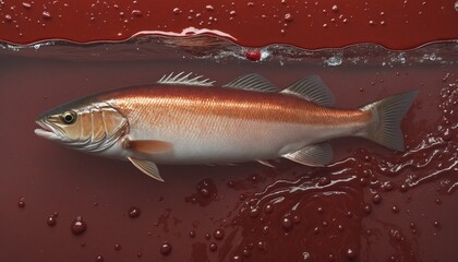 Obraz premium Sewage Contamination and Chemical Pollution: The Devastation of Marine Life in Red Waters - An Eco-Apocalyptic Illustration of the 7 Plagues of Revelation