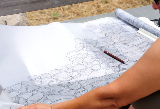 An archaeologist at work, Tiryns, Greece