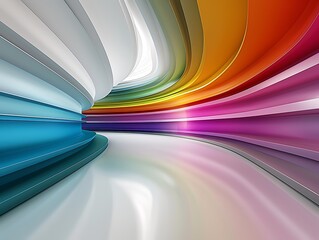 Generate an image of a modern, abstract interior space with vibrant hues and sleek lines, similar to the example image. Ensure the design is sharp and professional, with plenty of room for text. copy