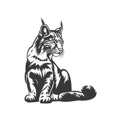 Obraz premium Majestic Lynx: Vintage Black and White Wildlife Illustration