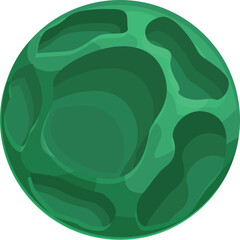 Green planet rotating in open space with craters, celestial body, astronomy, and space exploration