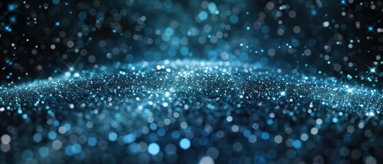 In a surreal night sky, enchanted stars shimmer with holographic patterns, blending the magical beauty of the cosmos with advanced visual technology in high tech, with copy space