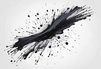 Black spray stain number one creating a graphic ink drawing with watercolor splat textures on a white background, isolated photo with clipping path