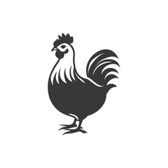 Fototapeta premium Stylized Monochrome Rooster Illustration, Farm Animal Icon