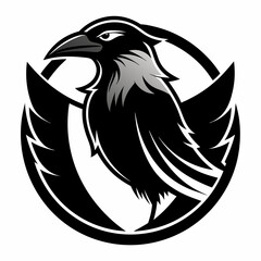 black and white crow head illustration