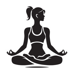 Yoga meditation silhouette vector illustration on white background