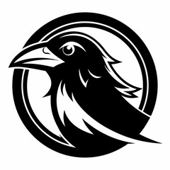 black and white crow head illustration