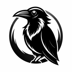 black and white crow head illustration