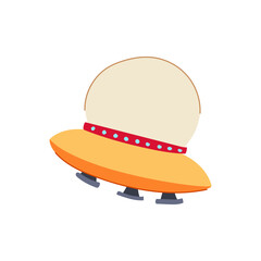 sky ufo ship cartoon. green planet, craft area, object cute sky ufo ship sign. isolated symbol vector illustration