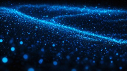 Fototapeta premium A mesmerizing abstract artwork depicting a luminous datastream flowing across a digital landscape. Glowing particles shimmer and dance, creating an ethereal atmosphere of innovation and technological.