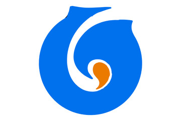 Logo Icon with Swirl Shape in Blue and Orange color