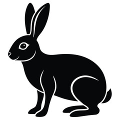 Hare silhouette set. Vector illustration black and white