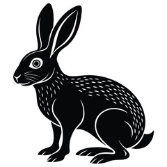 Hare silhouette set. Vector illustration black and white