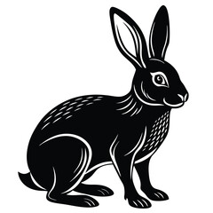 Hare silhouette set. Vector illustration black and white