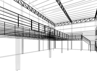 3d rendering of interior warehouse
