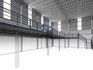 3d rendering of interior warehouse