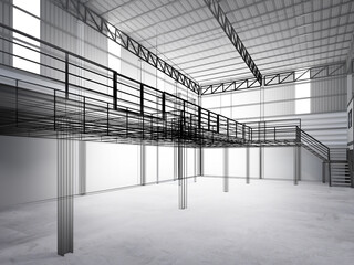 3d rendering of interior warehouse