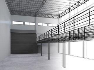 3d rendering of interior warehouse